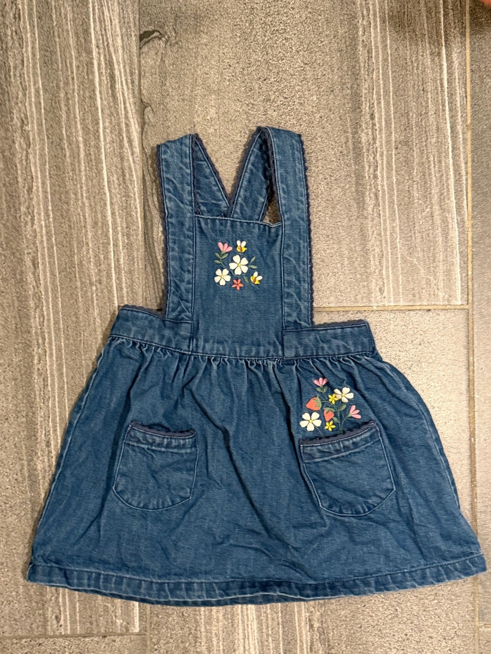 Purebaby denim jeans overalls floral dress